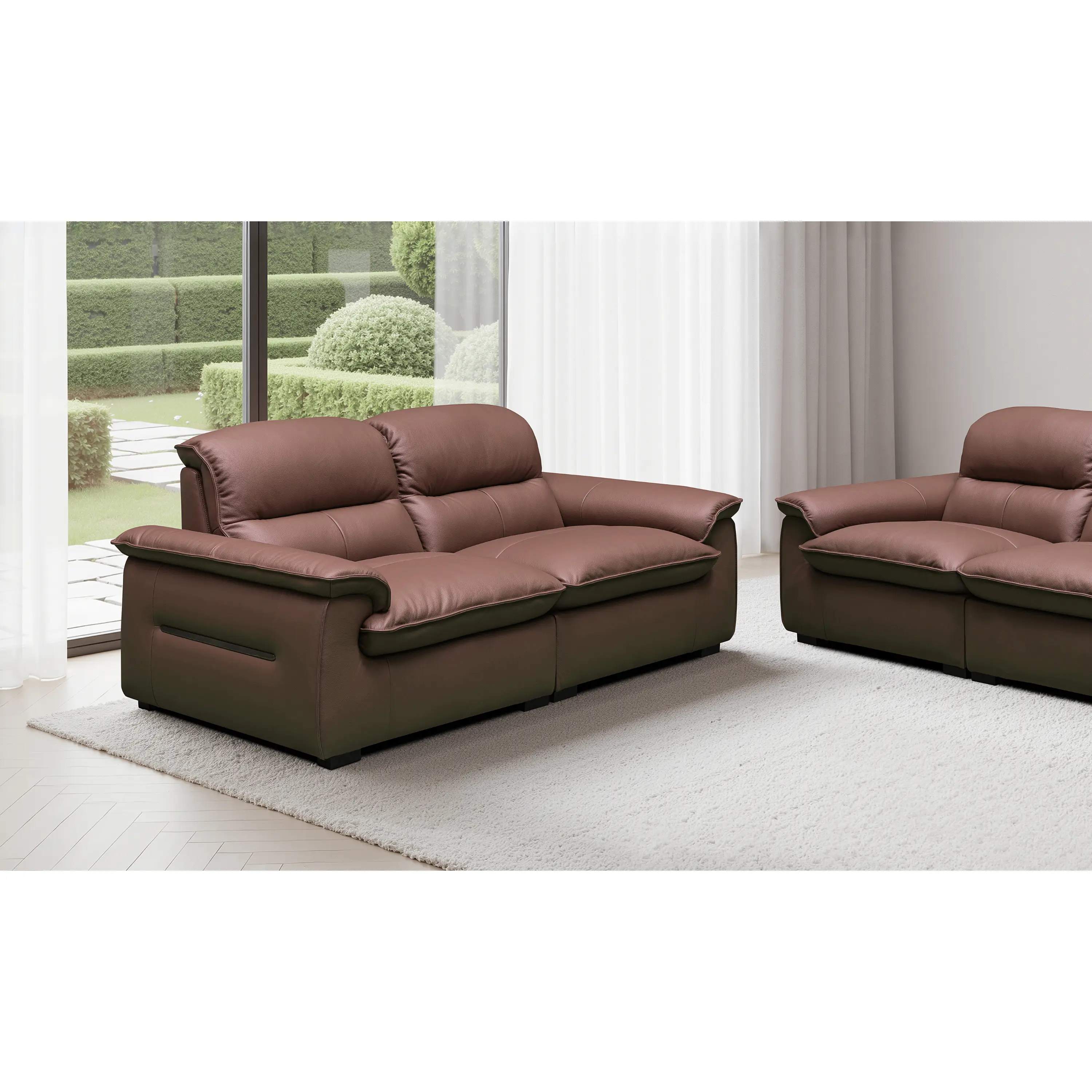 Klaussner Velisse Stationary Leather Loveseat - Deep Seating Sofa, Contemporary, Low-Back, S-Spring Seats, Clean Silhouette, Compact Leg Height
