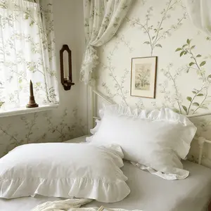 White Ruffle Pillow Cases, Pillow Shams Queen Size Set of 2, Soft Comfy Bedding, Double Brushed Microfiber Ruffled Pillow Covers with Envelope Closure