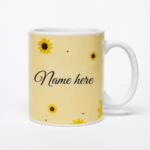 Custom Flower & Name Ceramic Coffee Mug - Personalized Drinkware Gift with Name & Meaning, Unique Kitchenware for Gifting Occasions