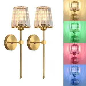 2P Rechargeable Wall Lamp, Decorative Wall Light, Crystal Home Decor Wall Light, USB Charging Bulb with Remote Control, RGB Dimmable, Suitable for Bedroom, Bedside and Living Room Lighting Fixtures