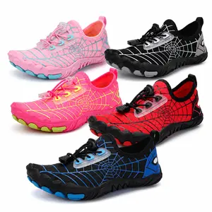 Kids Spider Web Water Shoes, Quick Dry Non-Slip Barefoot Aqua Shoes, Adjustable Toggle Swim Shoes for Boys Girls Beach, Pool, and Water Sports