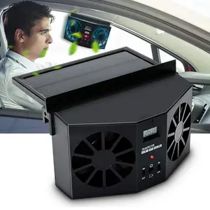 【Father's Day gift】Solar Powered Car Window Fan, Dual-Head with Real-Time Temperature Display, No-Drill Installation, High-Speed 4500 RPM, Odor Remover & Air Ventilator for Car Essentials