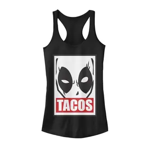Juniors Womens Marvel Deadpool Tacos Racerback Tank Top