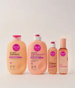 Pink Champagne Shower Essentials- Body Lotion, Body Wash, Body Mist, Shave Oil, 4-Pack