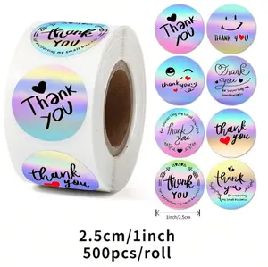 1-inch rainbow laser sticker, 500 pieces, food packaging bag sealing sticker, baking kitchen gift box decoration label