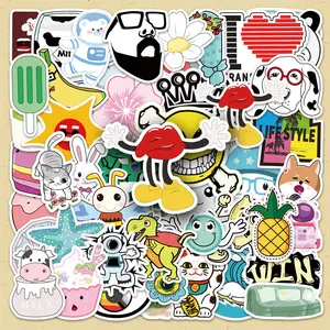 Cute Cartoon Pattern Sticker, 50pcs/set DIY Decorative Sticker, Scrapbooking & Stamping Supplies for Journal Making