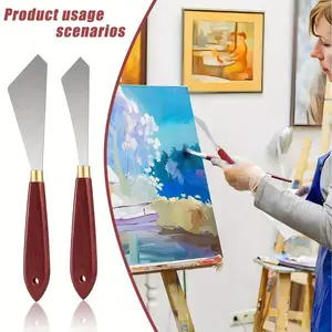 2-Piece Set of Painting Knives, Stainless Steel Palette Knife, Wood Handle, Ideal for Oil & Acrylic Paints, Artist Tool Kit