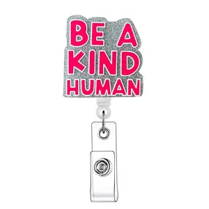 Inspiration Quotes Design Badge Holder (1 Count), Identification Badge Reel, Name Badge Holder with Clip for Nurse Doctor Student Volunteer Employee