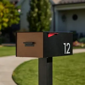 Large Malone Post-Mounted Mailbox with Sublimated Wood Door