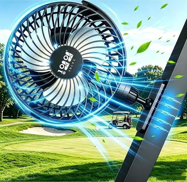 10L0L Magnetic Golf Cart Fan Rechargeable,10000mAh N54 Strong Magnet Portable Cooling Fan with 3 Speed,360 Rotatable Head, 2 Level LED Light for EZGO Club Car Yamaha,Gifts for Golfer Dad,dorm essentials,home essentials