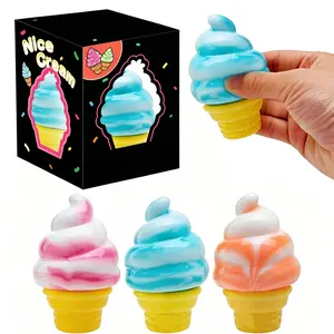 Ice Cream Squishy Stress Balls Soft Slow Rising Squeeze Toys Anxiety Relief Sensory Fidgets for Kids and Adults Cute Desk Toys for Office and Home