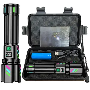 2025 Multifunctional Flashlight, Outdoor Strong Light, Laser Cannon, Zoom Digital Display, Rechargeable 20W White Laser Flashlight, Suitable for Outdoor Emergency, Hiking, Hunting, Camping rechargeable outdoor