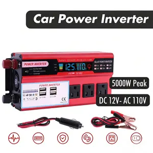 Premium 5000W Pure Sine Wave Inverter  Dual AC Outlets + USB - Hardwire & Remote Control for RV, Truck & Power Tools