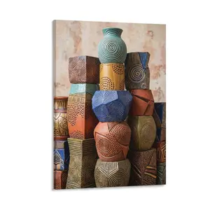Handcrafted Decorative Ceramic Vases, Set of Artistic Vases with Spiral/Geometric Patterns, Colorful Unique Shapes, Bohemian Home Decor for Living Room, Bedroom, Shelf Display, Ceramic Pottery