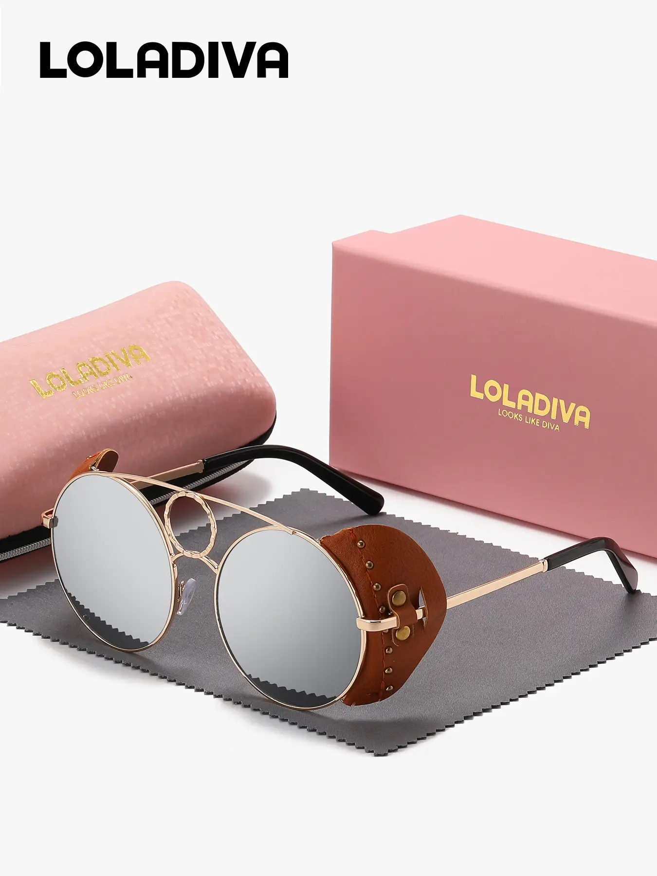 LoLaDiva Unisex Meticulous Craftsmanship Round Frame Sunglasses Party Friendly Full Frame Sunglasses UV400