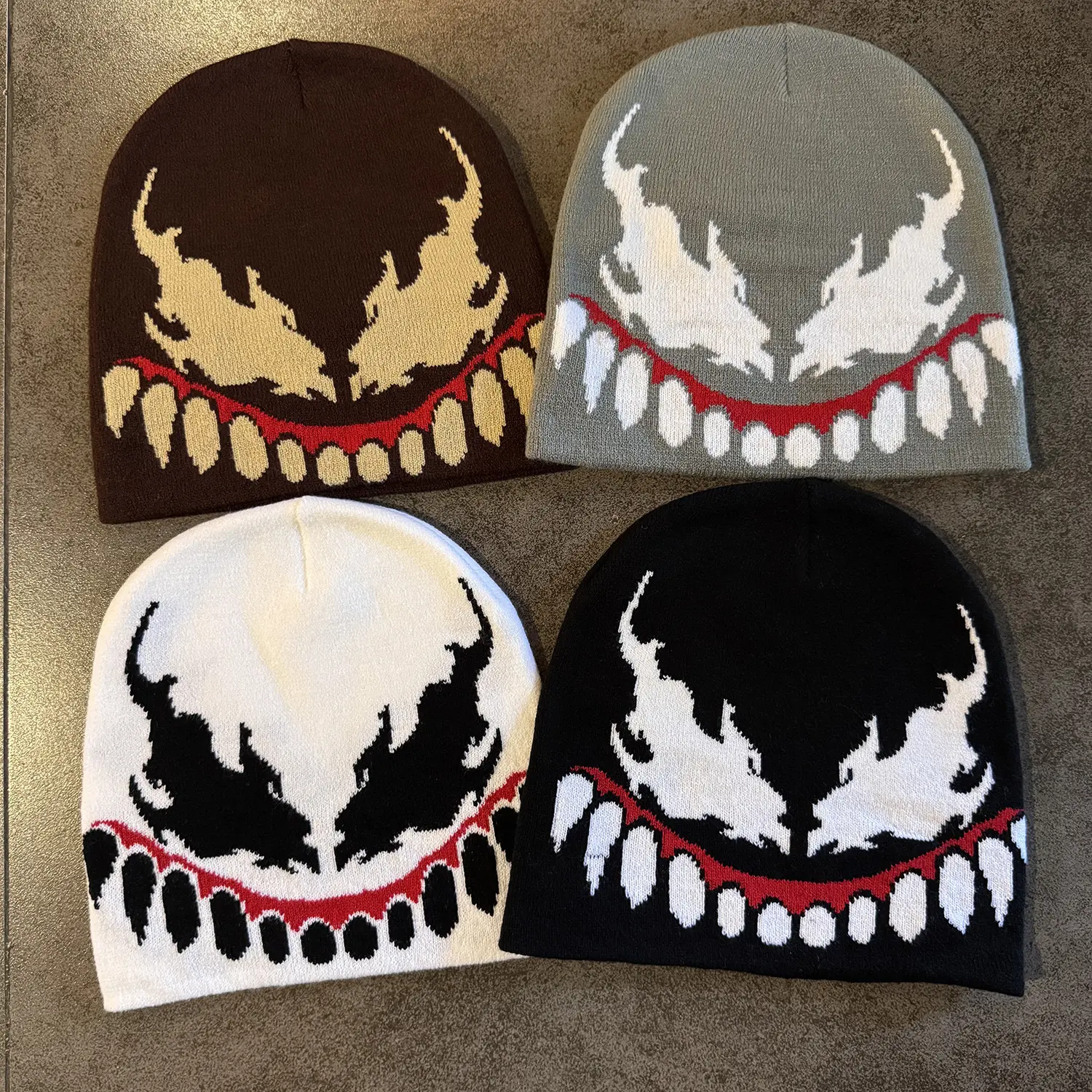 American new dark series venom knitted hat for men and women to keep warm in autumn and winter hip-hop street concave shape pullover hat