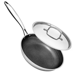 USELUCK Hybrid Nonstick Wok Set with Stainless Steel Lid - Multi-Size, PFOA Free, Oven & Dishwasher Safe, Induction Compatible Cookware