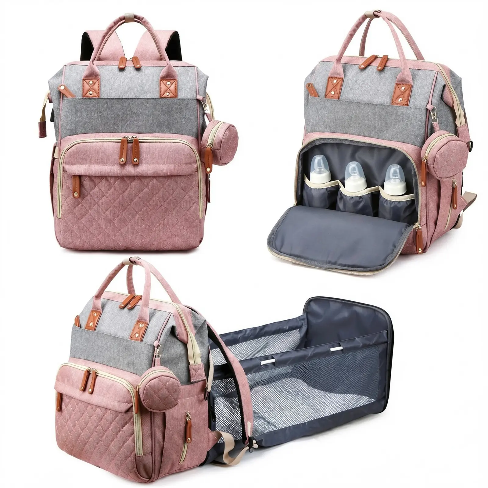 3-in-1 Waterproof Diaper Backpack with Organization, On-the-Go Use, Foldable Changing Pad, USB Charging Port & Durable 900D Oxford Cloth, Large Baby Travel Bag (Mother's Day Gift Option), Diaper Bag Organization, On-The-Go Diaper Bags