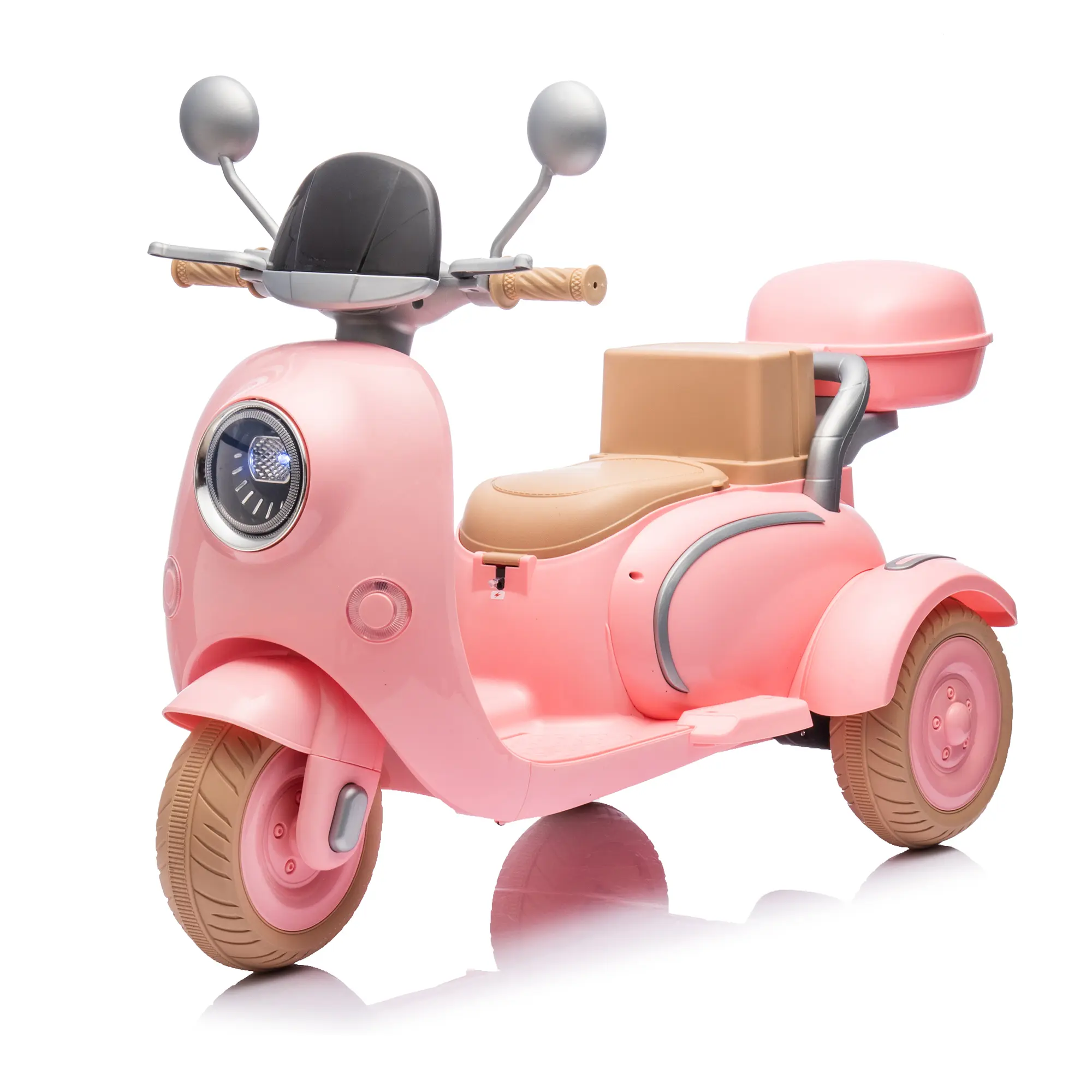 12V Two motors Kids Ride On Level Up Two-seater Electric Motorcycle,Three-wheel Toy w/Music,Bluetooth,USB,Backseat flip adult seat,Portable Storage Hooks&Oversized Trunk,LED Headlight For Kids 3-6
