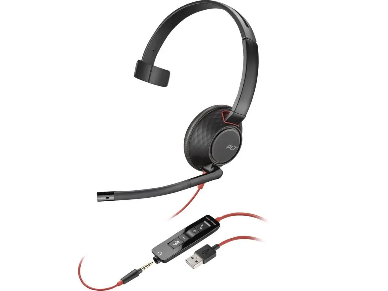 HP Poly Blackwire 5210 Monaural USB-A Headset (Bulk) Mono USB Type A Mini-phone (3.5mm) Wired Over-the-head Monaural Supra-aural Noise Canceling Model 80R98A6