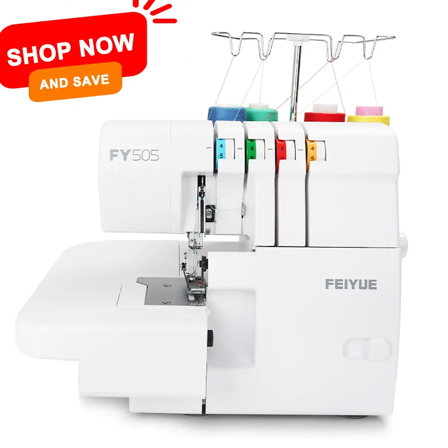 FEIYUE FY505 Multifunctional Home Sewing Machine - Home Use Overlocker with 2/3/4 Thread Capability, Built-in Rolled Hem, Heavy-Duty Metal Frame, Adjustable Differential Feed for Professional Use, Home Use Overlockers