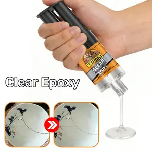 Epoxy Resin Adhesive, Transparent Color, Waterproof Durable, Long Lasting Adhesive, Fast Dry, Super Strong Adhesion, Ideal for RV/ Home/ Boat/ Metal/ Plastic/ Glass/ Ceramic/ DIY Crafts/ Wood Joinery, 25ML+tool