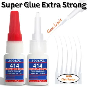 3-Pack 414 Super Glue, Fast-Drying Liquid Adhesive for Metal, Shoes, Resin, Ceramic, Plastic, Glass, Perfect Repair Solution
