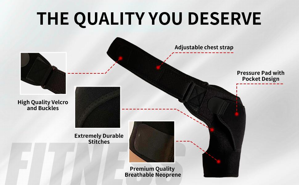 Shoulder Support Brace with Pressure Pad for Men Women, Adjustable Shoulder Brace for Torn Rotator Cuff, Tendonitis, Dislocation, AC Joint, Bursitis, Labrum Tear, Pain, Fits Right or Left Shoulder ,shoulder training strap