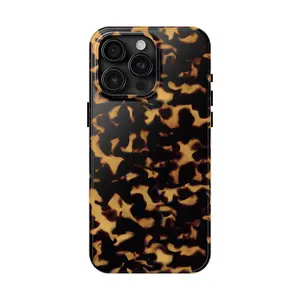 Custom Hard Plastic Shell Phone Case - Tortoise Shell design, Wireless charging compatible, matte finish