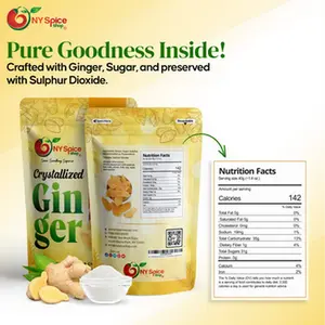 NY Spice Shop Crystallized Ginger – Fresh Candied Ginger Slices, Sweet Snack, Dried Fruit Candy, Ginger Chews for Morning Sickness Sugar