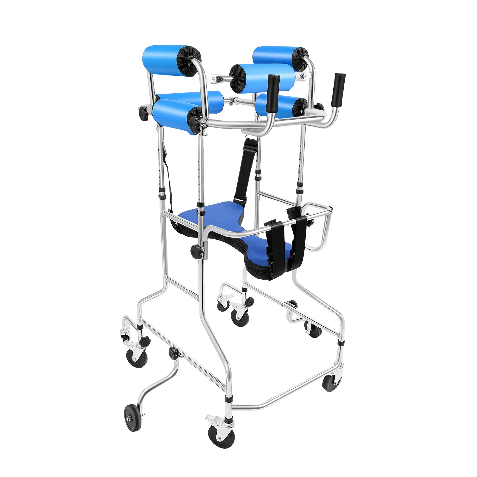 Foldable 8-Wheel Walking Aid with Brakes, Adjustable Height & Width, All Necessary Accessories for Elderly Daily Rehabilitation