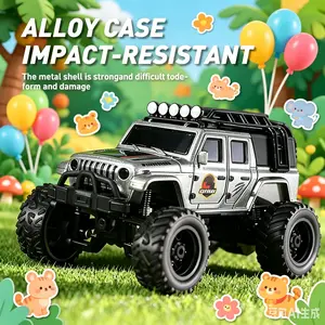1:64 Mini RC Jeep Truck Toy Gift,Children's Day Sale, Alloy Body Remote Control Car with LED Lights, 2.4GHz Wireless Control, Adjustable Speed and Steering
