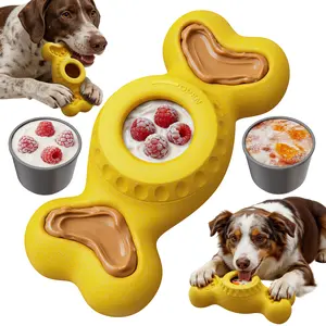 KADTC Large-Size 3 in 1 Durable Dog Enrichment Toy - Fillable & Frozen Bone Lick Toy - No-Transfer Freeze & Play Mess-Free - Ultimate Boredom Buster & Tough Chew Toys for Large Dogs - BPA-Free, Safe