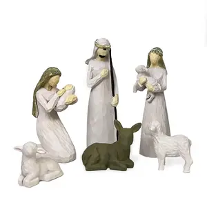 Nativity Figurine Set, 1 Set Christmas Themed Decoration, Holiday Decoration for Home Living Room Bedroom, Home Decor, Religious