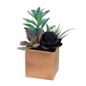 Northlight 7" Copper Potted Artificial Succulent Arrangement