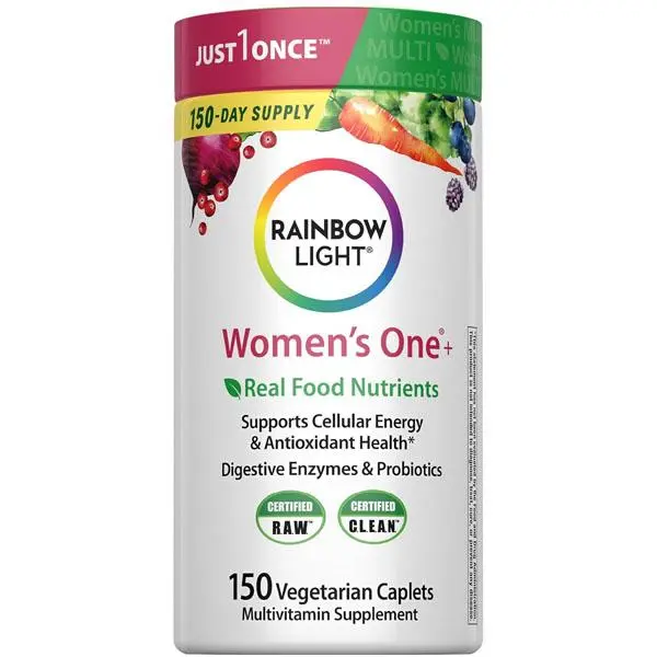 Rainbow Light Womens One High-Potency Daily Multivitamin, Womens Multivitamin Provides High-Potency Immune Support, With Vitamin C, Biotin and Ashwagandha, Vegetarian, 150 Count