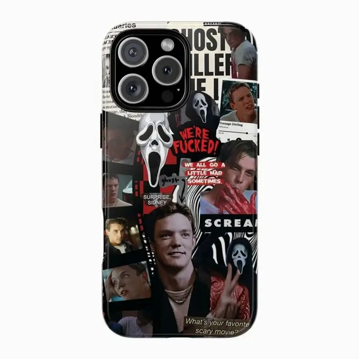 Billy Loomis Ghostface Horror Smartphone Case - Scream Movie Scary Mask Aesthetic Protector, Accessories with Secure Button Coverage, Suitable for iPhone 17/16/15/14/13/12/11 Pro Max/Plus & Handheld Samsung Galaxy S23FE/22/23/24/25