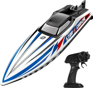 DEERC Brushless RC Racing Boat, High Performance Remote Control Speed Boat with LED Lights, Capsize Recovery, Metal Servo, 2.4GHz Waterproof Electric Boat, Beginner Friendly for Pool & Lake Fun