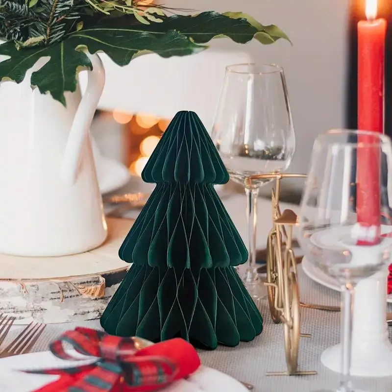3pcs Christmas Tree Honeycomb Ball Ornaments, 3D Christmas Ball Centerpiece, Holiday Party Table Decoration, Home Office Kitchen Decor