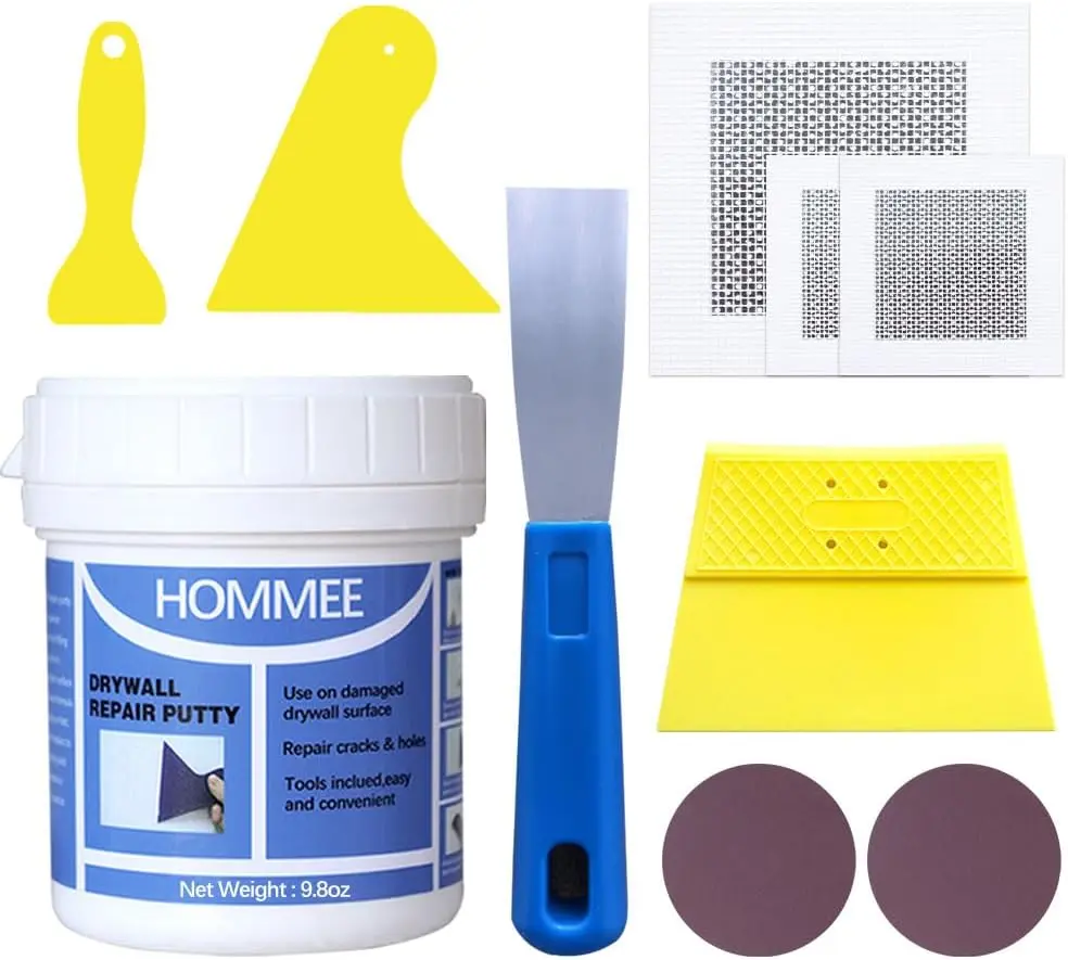Repair Kit,Hole Patch Repair Kit,Wall Spackle Paste 9.8OZ to Fix Wall Surface Holes and Creak Damage with White Wall Repair,Scraper,Sanding Pad Fill Quick and Easy Solution.