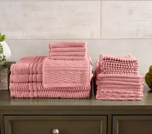 Home Reflections 100% Cotton Solid & Texture 18pc Towel Set Home Reflections 100% Cotton Solid & Texture 18pc Towel Set