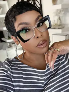 Unisex Classic Casual Fashion Glasses, Stylish Trendy Eyewear, Lightweight Durable Frame, Perfect for Work Commute, Daily Wear Accessories, Student Essentials, Square Frame Eyeglasses, Fashionable Frames Glasses