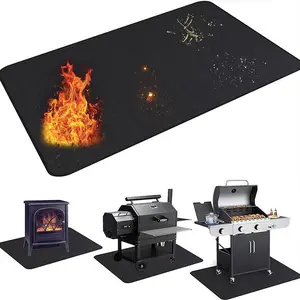 Double-sided Fireproof Grill Mat, Waterproof & Oilproof Grill Mat, Easy To Clean, Ideal for Indoor Fireplaces, Barbecue Utensils Mat Protector for Decks Lawns and Patios