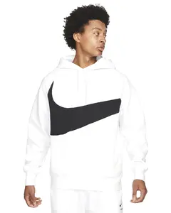 Men's Nike White/Black Sportswear Swoosh Tech Fleece Pullover Hoodie