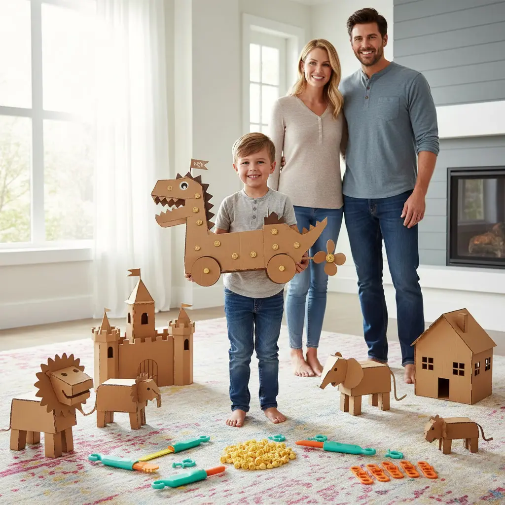 Ages 3+ Cardboard Building Kit for Kids | Build, Create & Play with This Fun DIY STEM Toy | Safe Creative Tools to Inspire Imagination | Birthday Gift for Boys & Girls