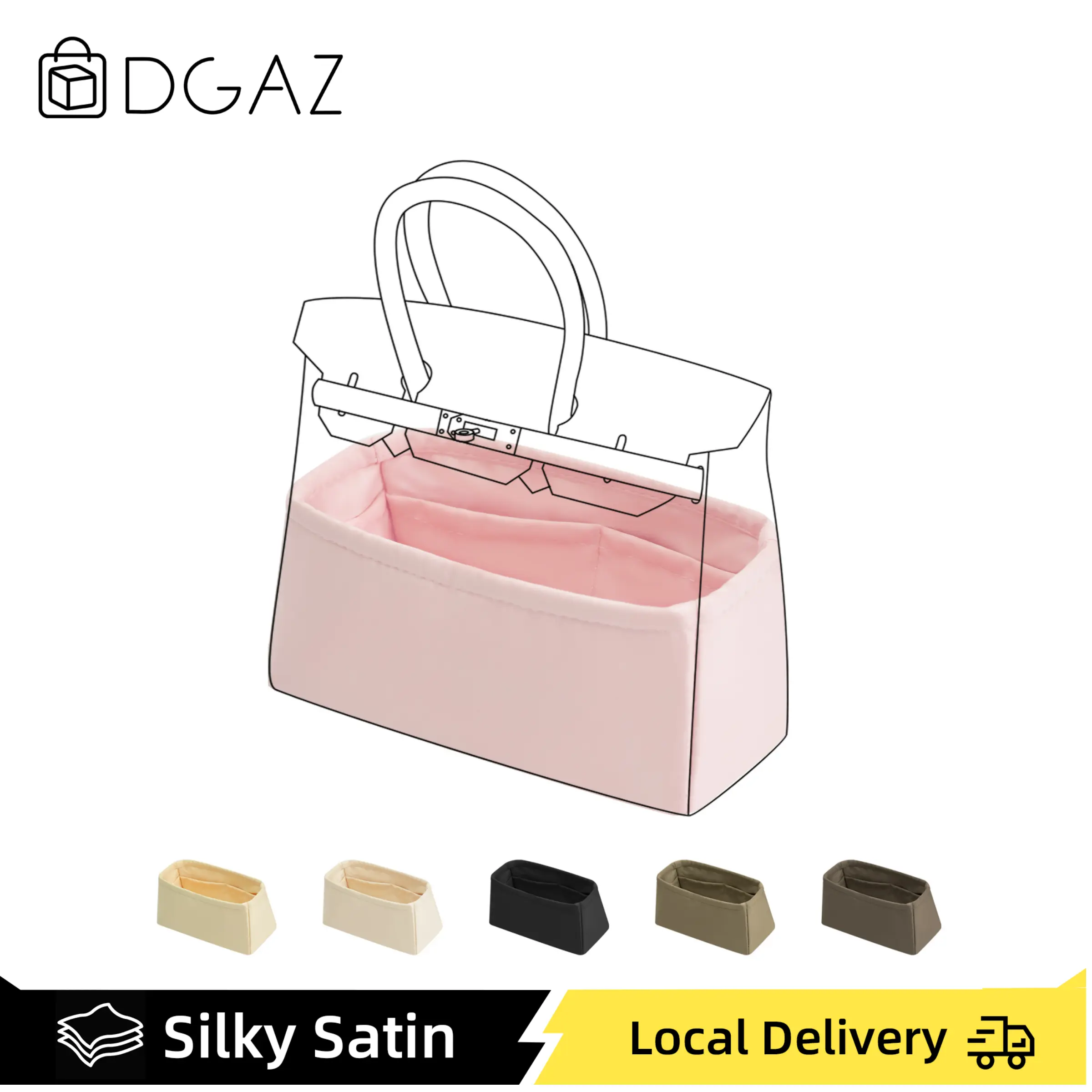 Fits Birkin 25/30/35/40 DGAZ Silk Purse Organizer, Silky Smooth Luxury Handbag Tote Shaper Insert for Women Bag Accessories