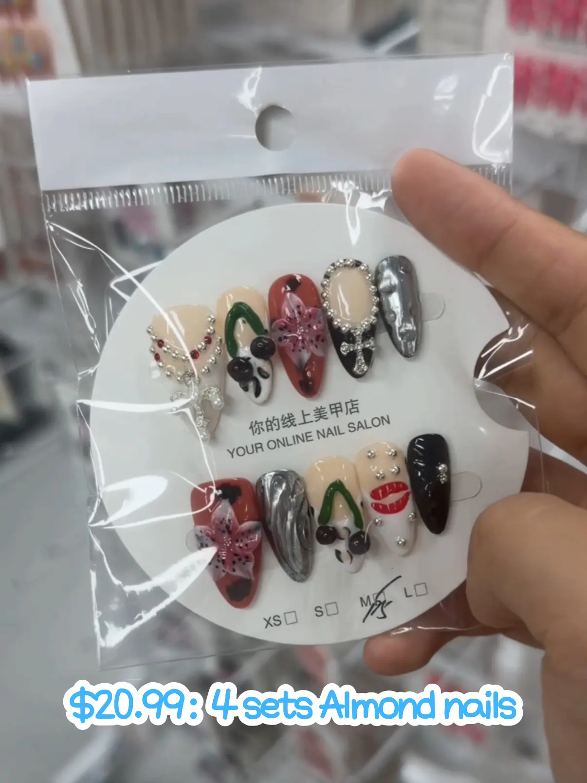 Remi(20741)gc.$23.99 for 4sets S/M/L Almond premium quality press on nails(Mystery box)