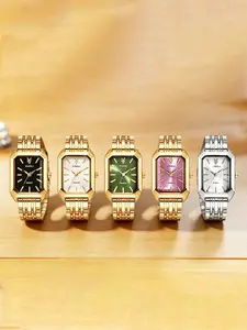 5 Piece Set - Fashion Square Quartz Analog Watch Set, Classic Design, Alloy Case and Band, Non-Rechargeable Battery, Perfect Gift for Holidays