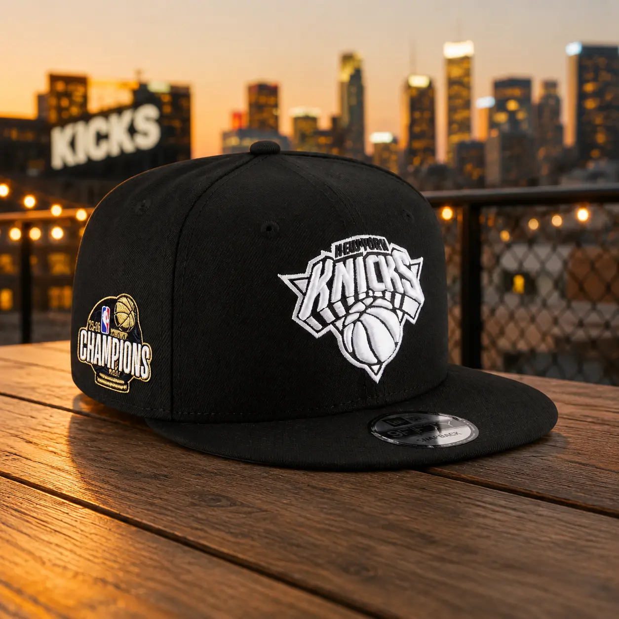 New York Knicks 2026 Champions Sidepatch Black & White 9FIFTY Snapback