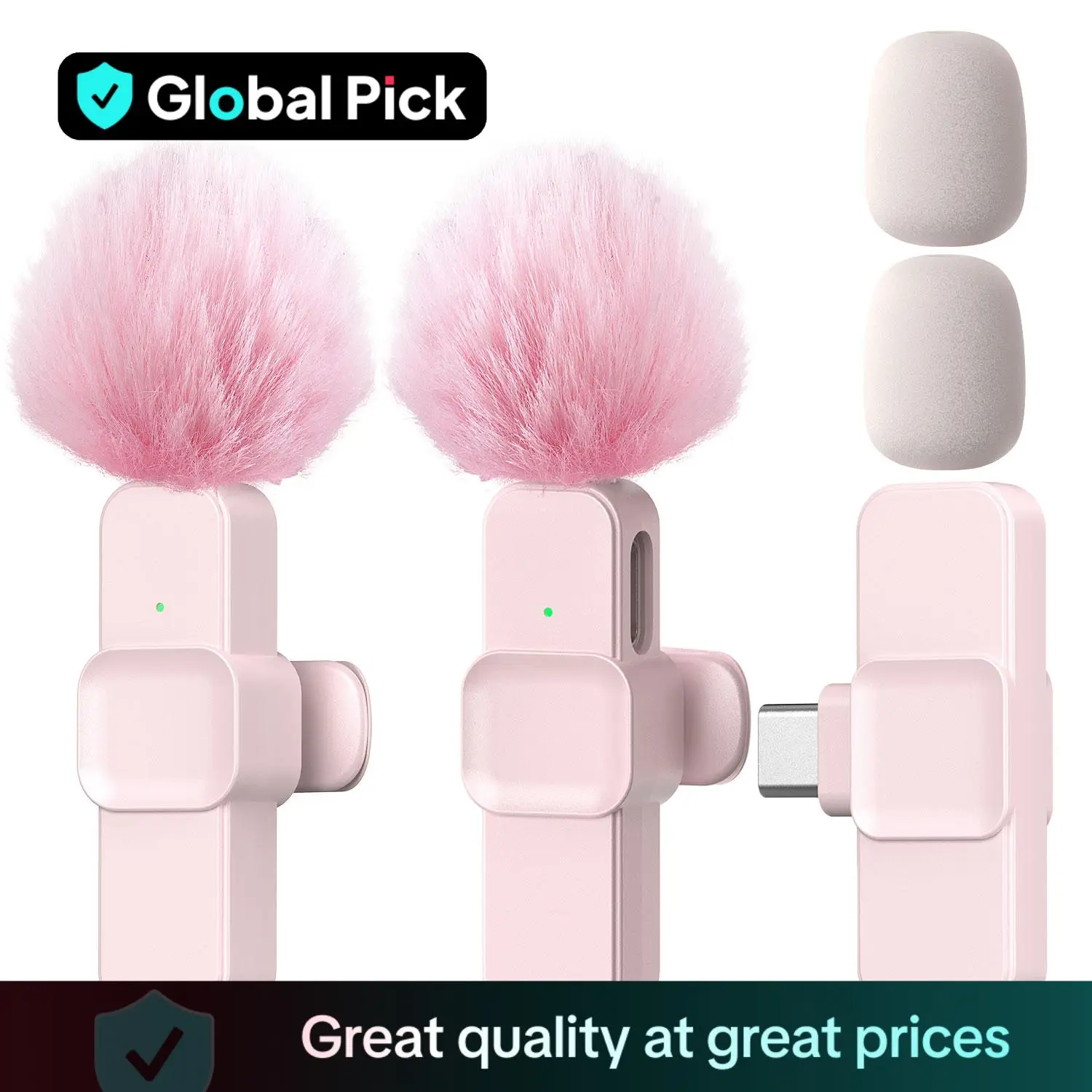 Wireless Lavalier Microphone, 1 Set USB Rechargeable Wireless Microphones, Professional Mini Microphones for iPhone, iPad, Android, Mini Recording Mic